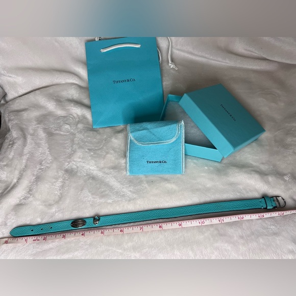 Tiffany & Co. Aqua Leather Bracelet with Silver Plaque - Picture 6 of 13